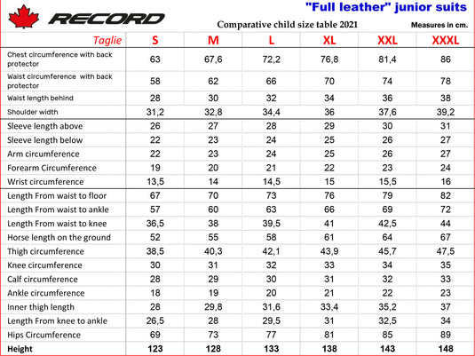 Record R19 Junior Full Leather Suit